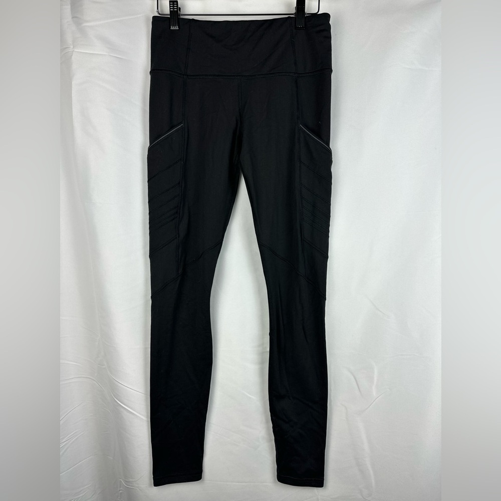 Lululemon Womens Size 6 Speed Tight Solid Black Reflective Pockets